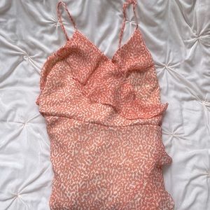 Express Maxi Dress, Peach and Cream Printed Dress, Express Size XL